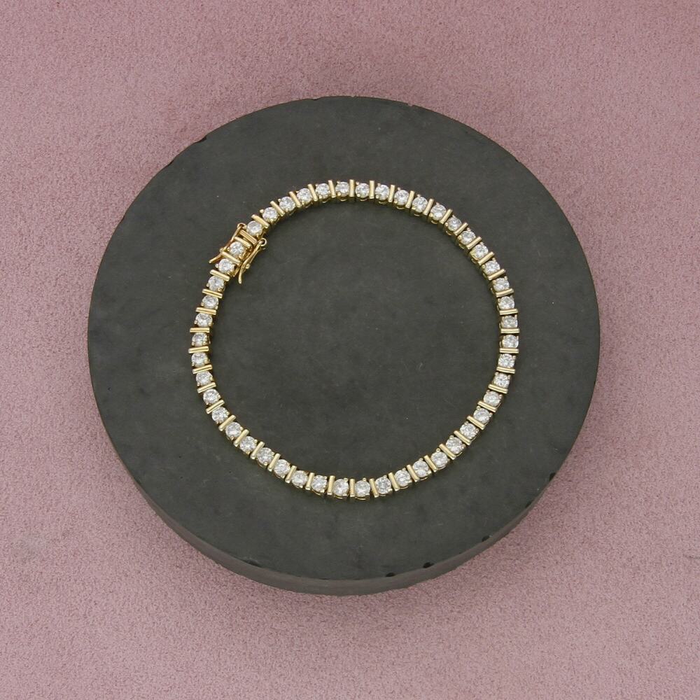 sterling silver gold plate round-cut cz tennis bracelet size 7.25in
